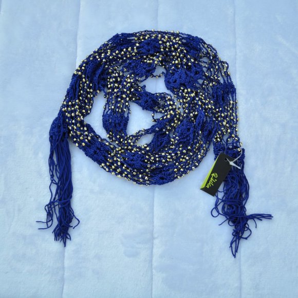 Shawl Scarf Waist Belt 4 colors X $12 Gold -Tone Beaded Skinny Fishnet fashion - Picture 7 of 7